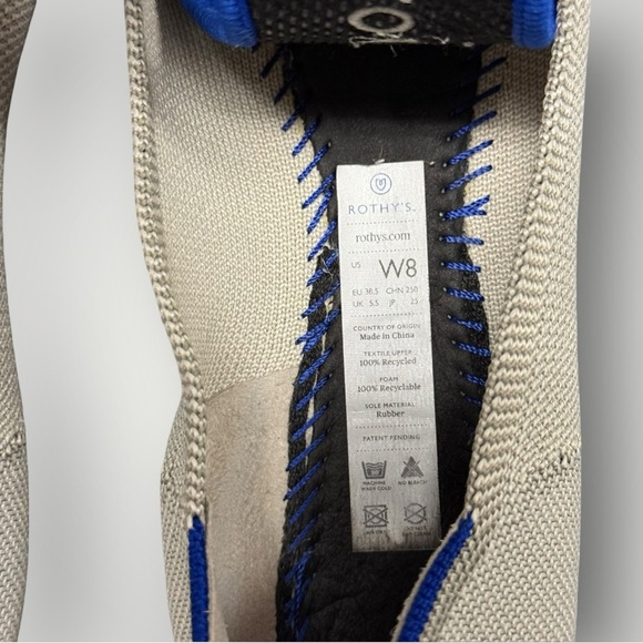 Rothys The Point Ballet Flat Shoes Light Gray Silver Pointed Toe Sz 8 - Picture 7 of 7